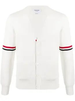 Thom Browne: Белый кардиган  4-Bar