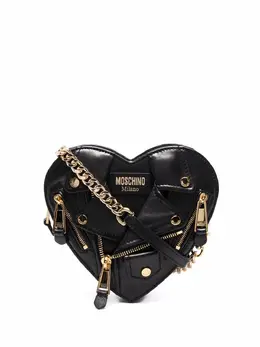 Moschino: Чёрная сумка через плечо  Biker