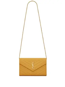 Saint Laurent: Жёлтый клатч Monogram Envelope