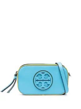 Tory Burch: Голубая сумка через плечо  Mini Miller