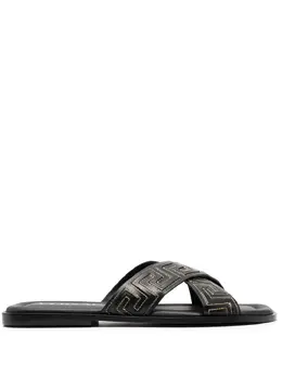 Versace: Чёрные сандалии  Greca