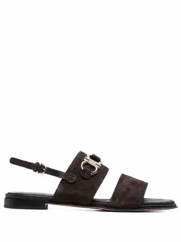 Salvatore Ferragamo: Тёмные сандалии  Gancini