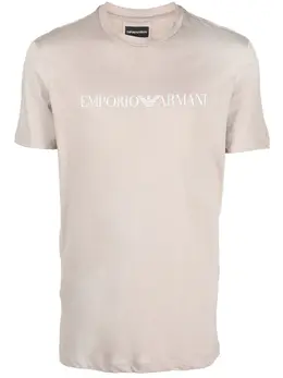 Emporio Armani: Бежевая футболка 