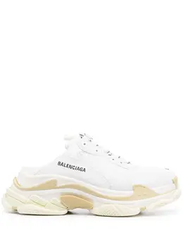 Balenciaga: Белые сабо Triple S