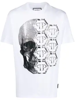 Philipp Plein: Белая футболка  Skull