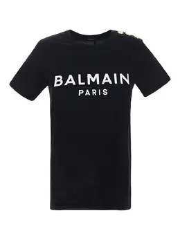 Balmain: Чёрная футболка 