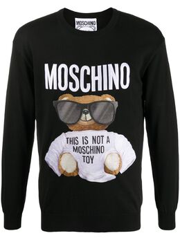 Moschino: Чёрный свитшот  Teddy Bear