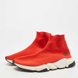 Balenciaga: Красные кроссовки Speed Trainer