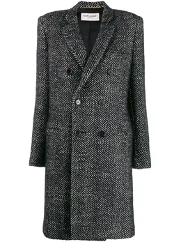 Saint Laurent: Чёрное пальто 