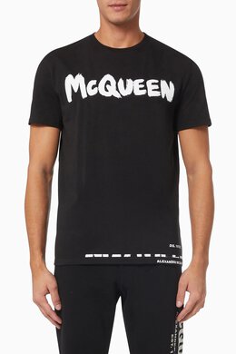 Alexander McQueen: Хлопковая футболка McQueen Graffiti