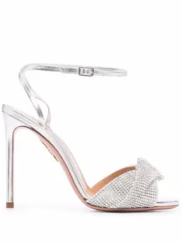 Aquazzura: Серебристые сандалии Crystal Twist 105