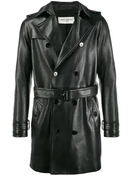 Saint Laurent: Кожаное пальто 