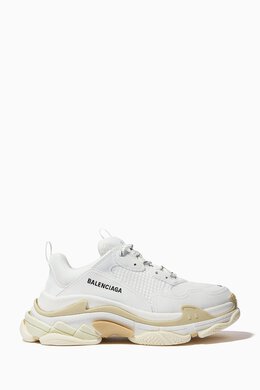 Balenciaga: Белые кроссовки Triple S