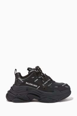 Balenciaga: Чёрные кроссовки Triple S