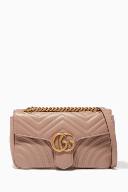 Gucci: Розовая сумка GG Marmont