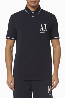 Armani Exchange: Голубое поло Icon