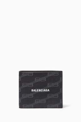 Balenciaga: Чёрный кошелёк Cash