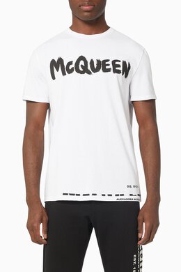 Alexander McQueen: Хлопковая футболка McQueen Graffiti