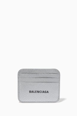 Balenciaga: Серебристый картхолдер Cash