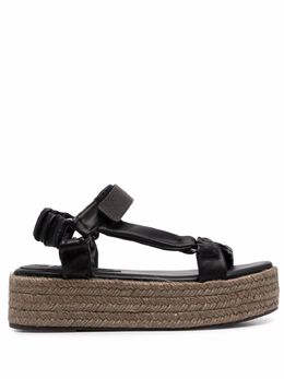Brunello Cucinelli: Чёрные сандалии  Monili