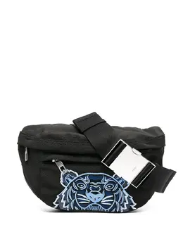 Kenzo: Чёрная поясная сумка  Tiger
