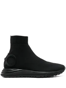 Salvatore Ferragamo: Чёрные кроссовки  Gancini