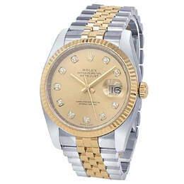 Pre-owned Rolex Datejust Automatic Chronometer Diamond Champagne Dial Mens Watch 116233 cdj