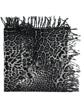 Saint Laurent: Шарф с леопардовым принтом 