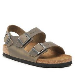 Birkenstock: Босоножки Milano цвета хаки