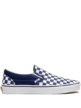 Vans: Голубые кроссовки  Classic Slip On Checkerboard