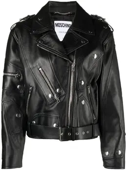 Moschino: Кожаная куртка Biker Jacket