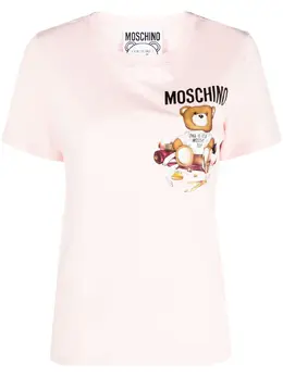 Moschino: Хлопковая футболка Teddy Bear