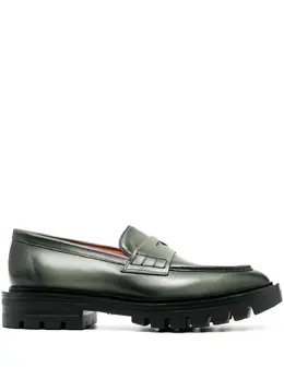 Santoni: Зелёные лоферы