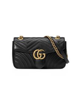 Gucci: Чёрная сумка  GG Marmont