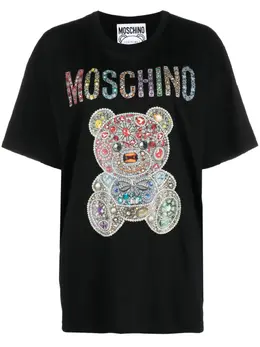 Moschino: Чёрная футболка Teddy Bear