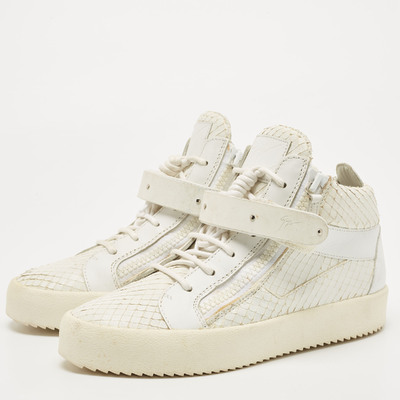 Giuseppe Zanotti Design White Python Embossed and Leather Coby High Top Sneakers Size 41 822295 lpn22369355 LePodium