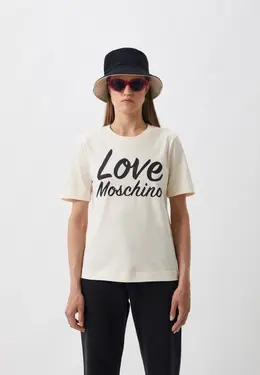 Love Moschino: Бежевая футболка