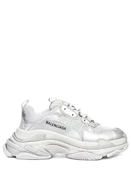 BALENCIAGA: Серебристые кроссовки Triple S