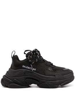 Balenciaga: Чёрные кроссовки Triple S