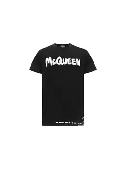 Alexander McQueen: Хлопковая футболка McQueen Graffiti