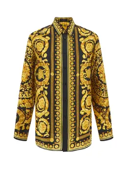 Versace: Чёрная рубашка Baroque