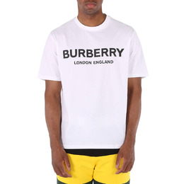 Burberry White Logo Print Cotton Jersey T-shirt, Size Large 8026017