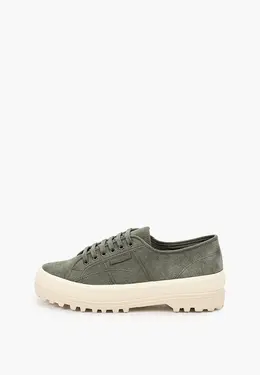 Superga: Ботинки цвета хаки 