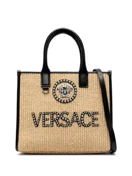 Versace: Бежевая сумка-шоппер  La Medusa