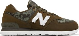 New Balance: Зелёные кроссовки  574
