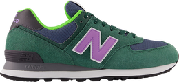 New Balance: Зелёные кроссовки  574