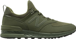 New Balance: Зелёные кроссовки  574