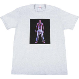 Supreme: Серая футболка  Tupac Hologram