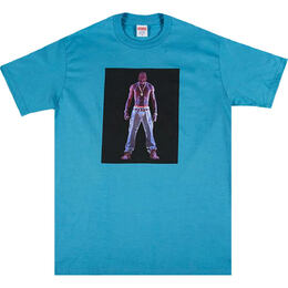 Supreme: Голубая футболка  Tupac Hologram