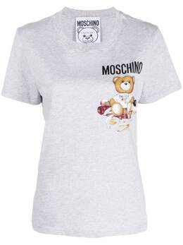 Moschino: Хлопковая футболка Teddy Bear